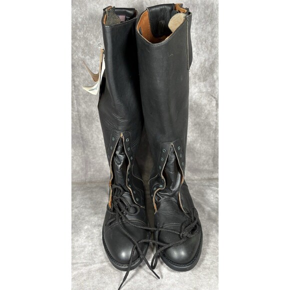 Harley Davidson Vintage Biker Boots Mens 9 1/2D 17” Lace Up Made In USA NWT 1988 main image 10